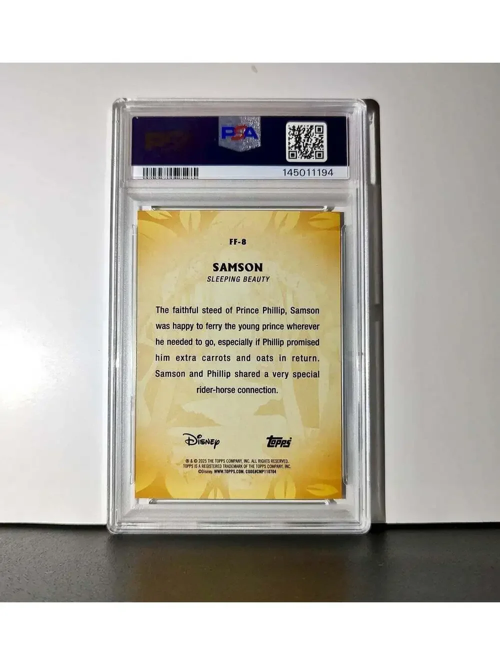 Samson 2025 Topps Disney #FF-8 Furry Friends Card Sleeping Beauty PSA 9 MT